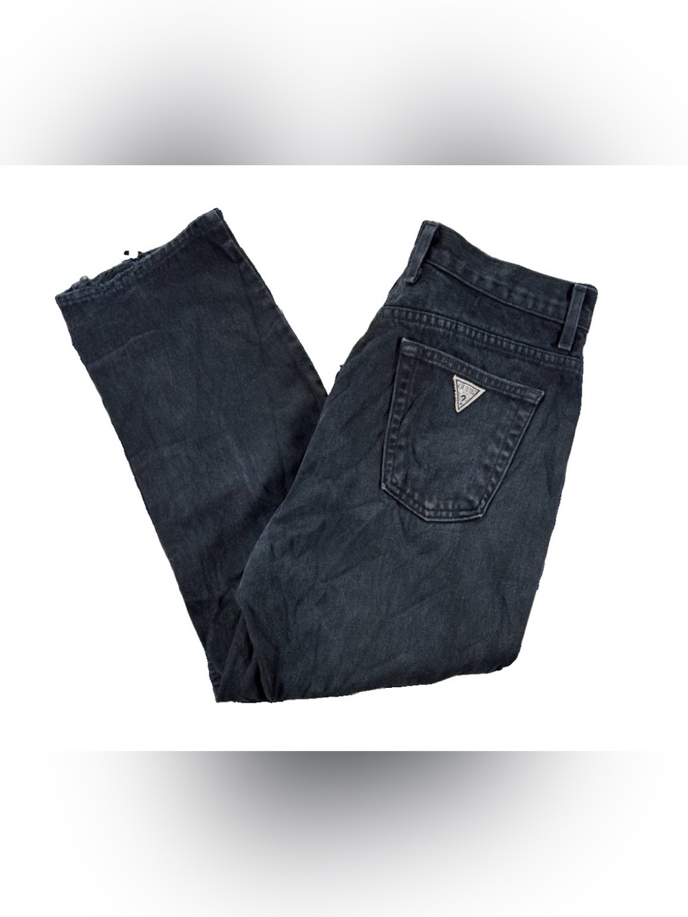 Vintage 90s Guess Jeans Women's 31 Black Tapered Mom Denim Retro Designer
